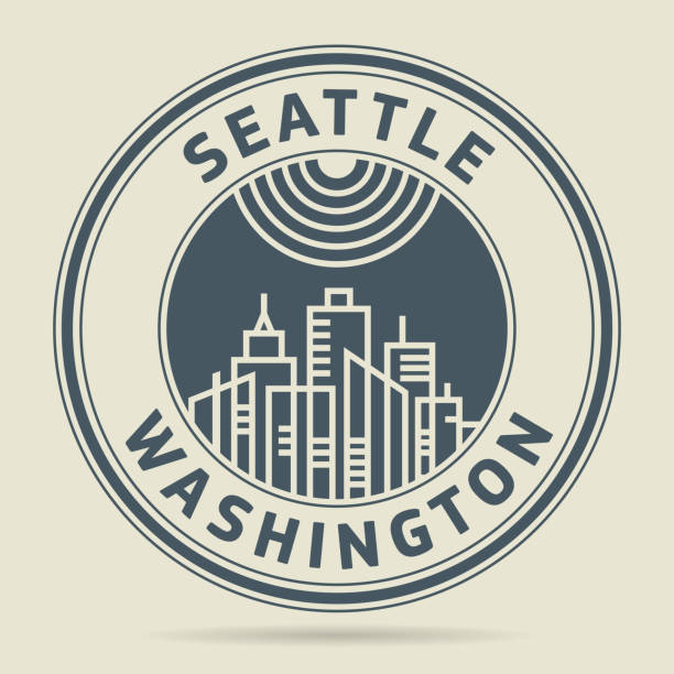 Stamp with text Seattle, Washington Stamp or label with text Seattle, Washington written inside, vector illustration watermark ideas stock illustrations