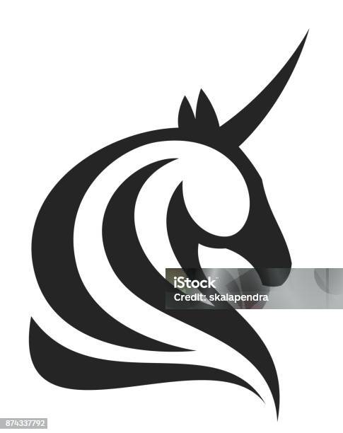 Unicorn Head Stock Illustration - Download Image Now - Unicorn, Logo, Animal