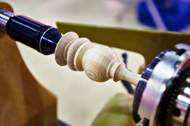 Wooden workpiece in a lathe for woodworking