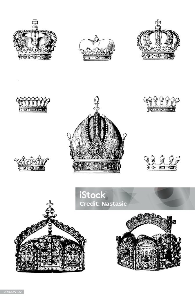 Crown Set Illustration of a Crown Set Crown - Headwear stock illustration
