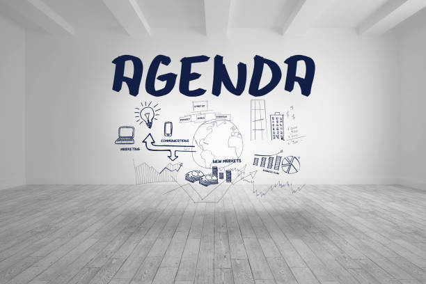 istock Agenda with flowchart written in bright room 874342574
