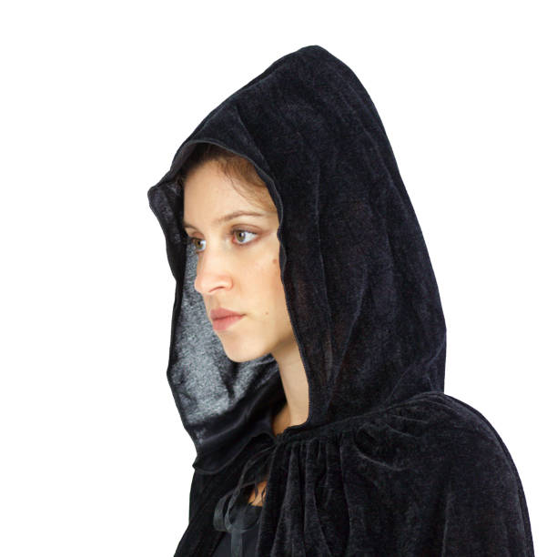 istock Widow grieving black hood isolated on white 874343332