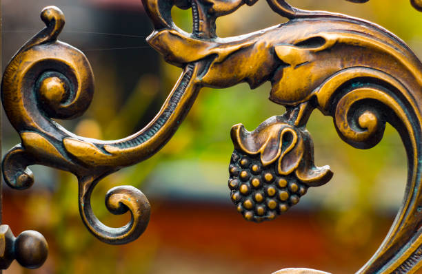 close up of forged element vintage fence