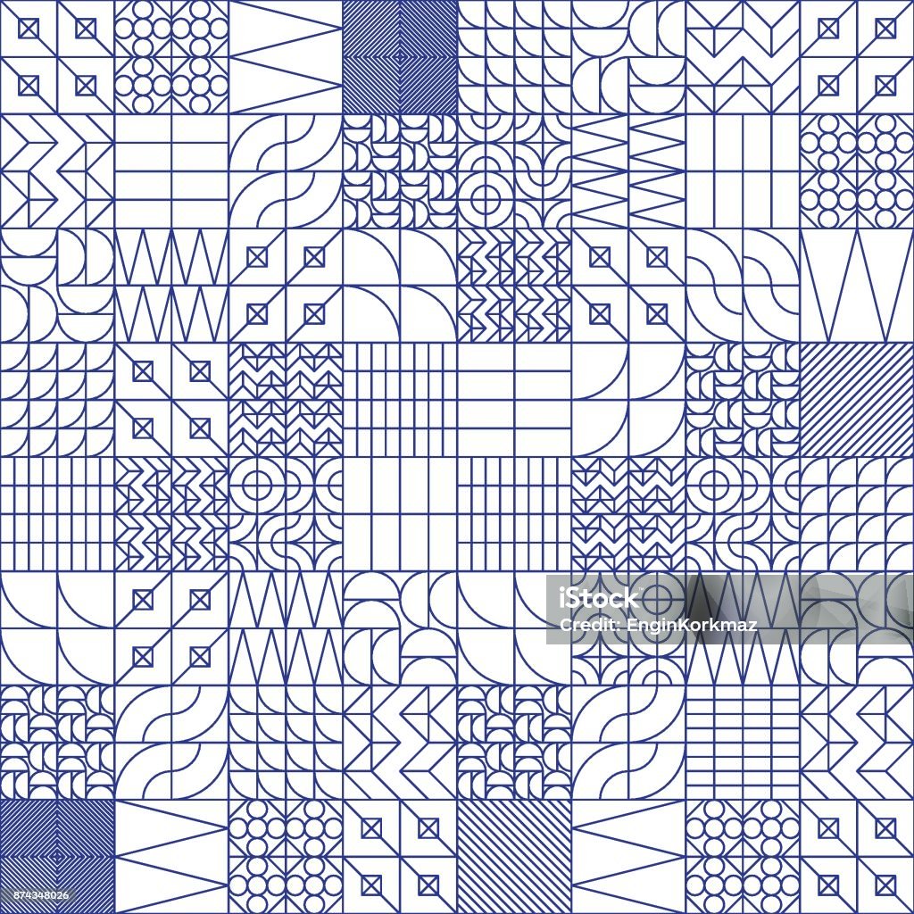 Linear Style Pattern Tileable Geometric Tiles Linear Seamless Pattern Stock Illustration - Download ...