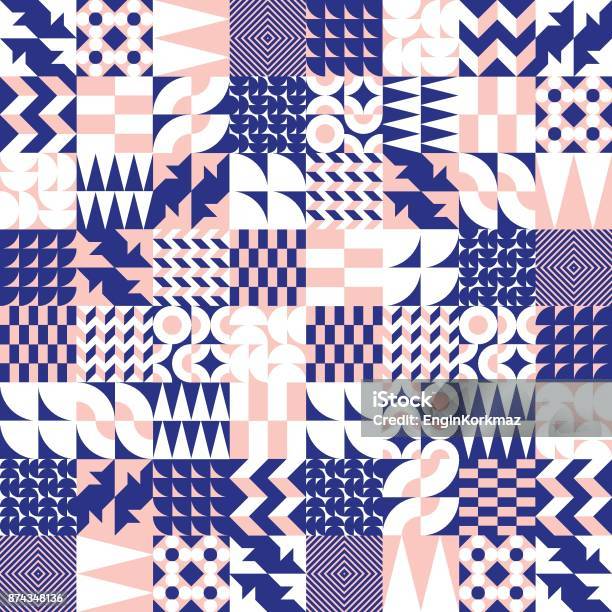 Geometric Tiles Linear Seamless Pattern Stock Illustration - Download ...