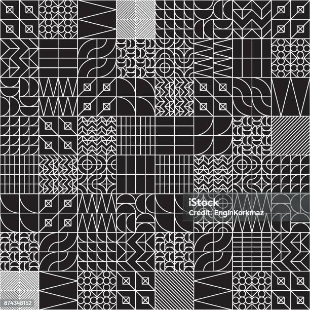 Linear Style Pattern Tileable Geometric Tiles Linear Seamless Pattern Stock Illustration - Download ...