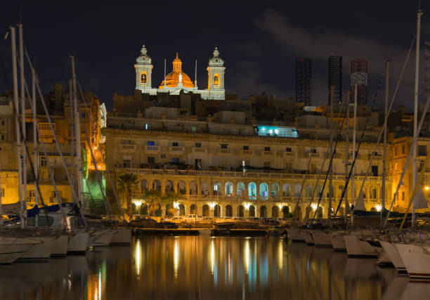 City Senglea at night stock photo