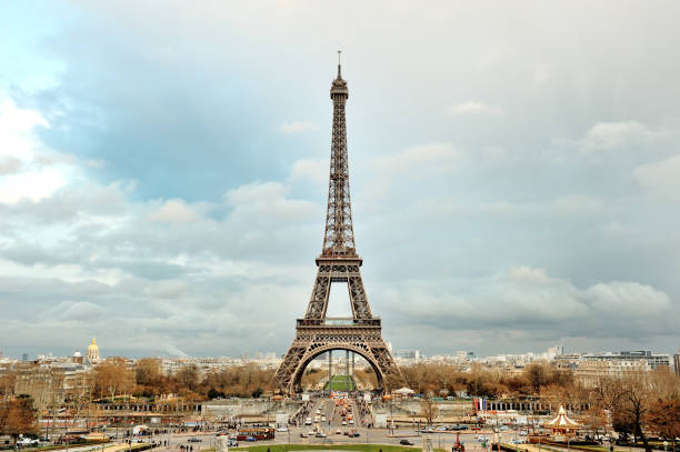 istock Eiffel tower panoramic view from Trocadero, Paris, France 874356640