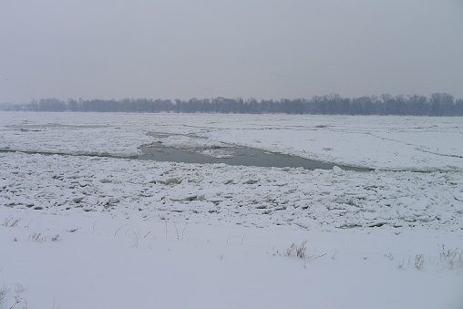 Frozen river Danube