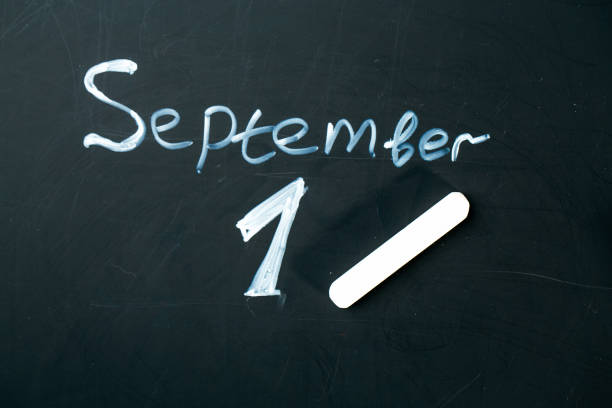 istock September 1 The phrase written in chalk on the blackboard. 874360540
