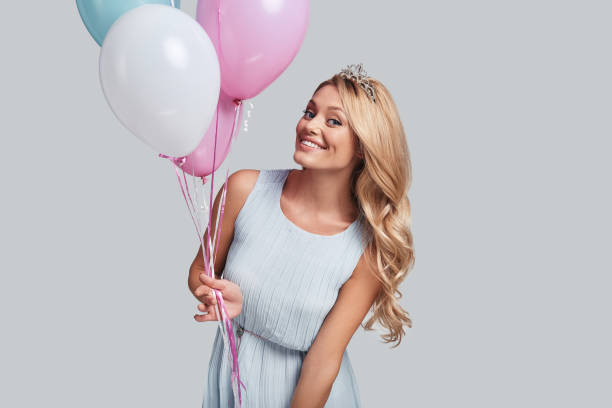 happy princess. - personal accessory balloon beauty birthday imagens e fotografias de stock