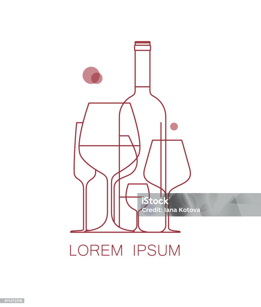 Icon for wine list, tasting, restaurant menu. A set of wine glasses and a bottle of wine. Modern linear style. Vector illustration. Icon  for wine list, tasting, restaurant menu. A set of wine glasses and a bottle of wine. Modern linear style. Vector illustration. Wine stock vector