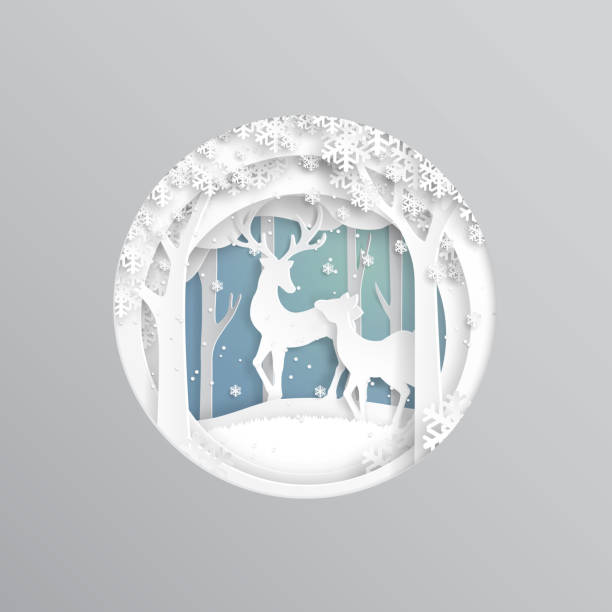 istock Deers couple and nature winter season background 874372784
