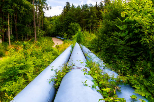 industrie-pipeline mit gas und öl - pipeline gas pipe pipe natural gas stock-fotos und bilder