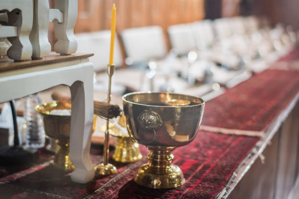 istock object to Holy water with monks seat for religious rituals in thai wedding ceremony 874383062