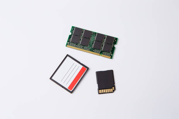cf, sd card and RAM isolated on white background.