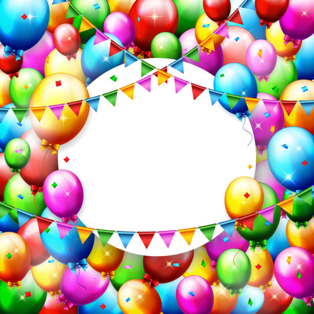 istock Colorful Birthday Balloons and confetti with place for text 874387696
