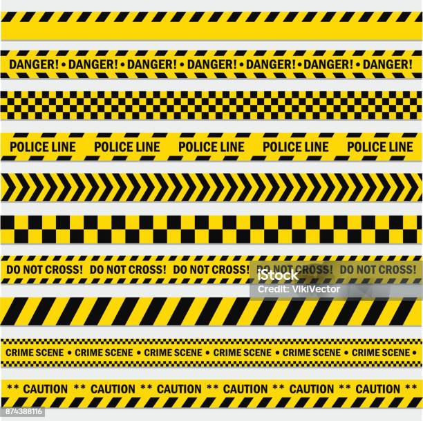 Black And Yellow Stripes Stock Illustration - Download Image Now - Barricade Tape, Single Line, Danger
