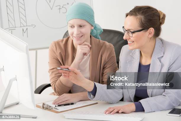 Sick Woman And Business Client Stock Photo - Download Image Now - Cancer - Illness, Oncology, Patient