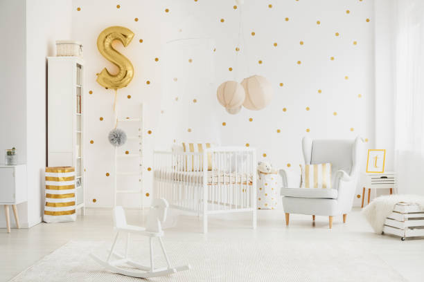 istock Big lampshades above bed 874394318