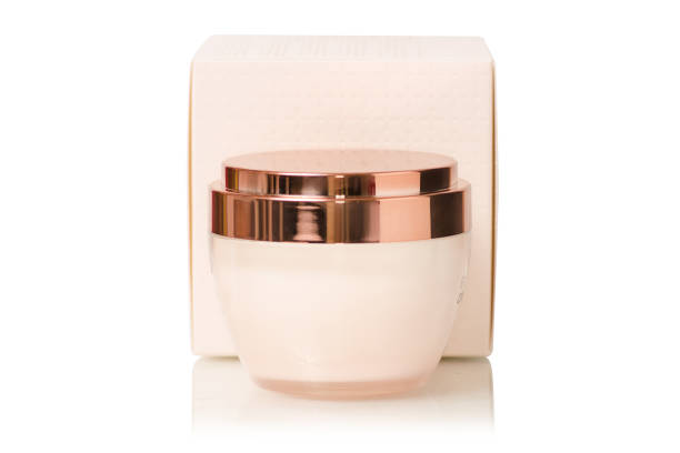 Face cream with box cosmetic cosmetics on white background isolation