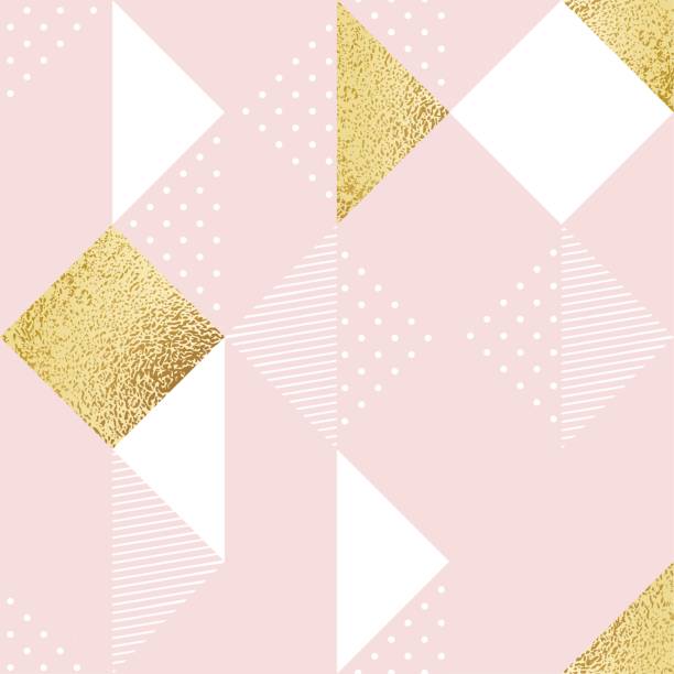 bezszwowy wzór z różowym, białym i złotym rombem. - party pattern contemporary shiny stock illustrations