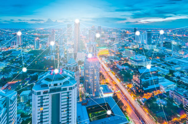 istock Bangkok night cityscape with modern buildings 874407924