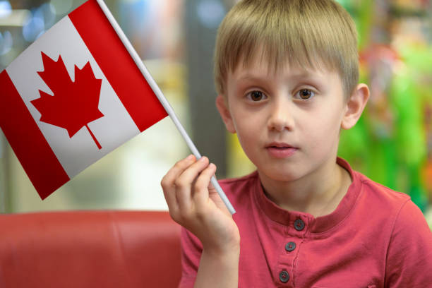 istock Boy with the flag of Canada 874412388