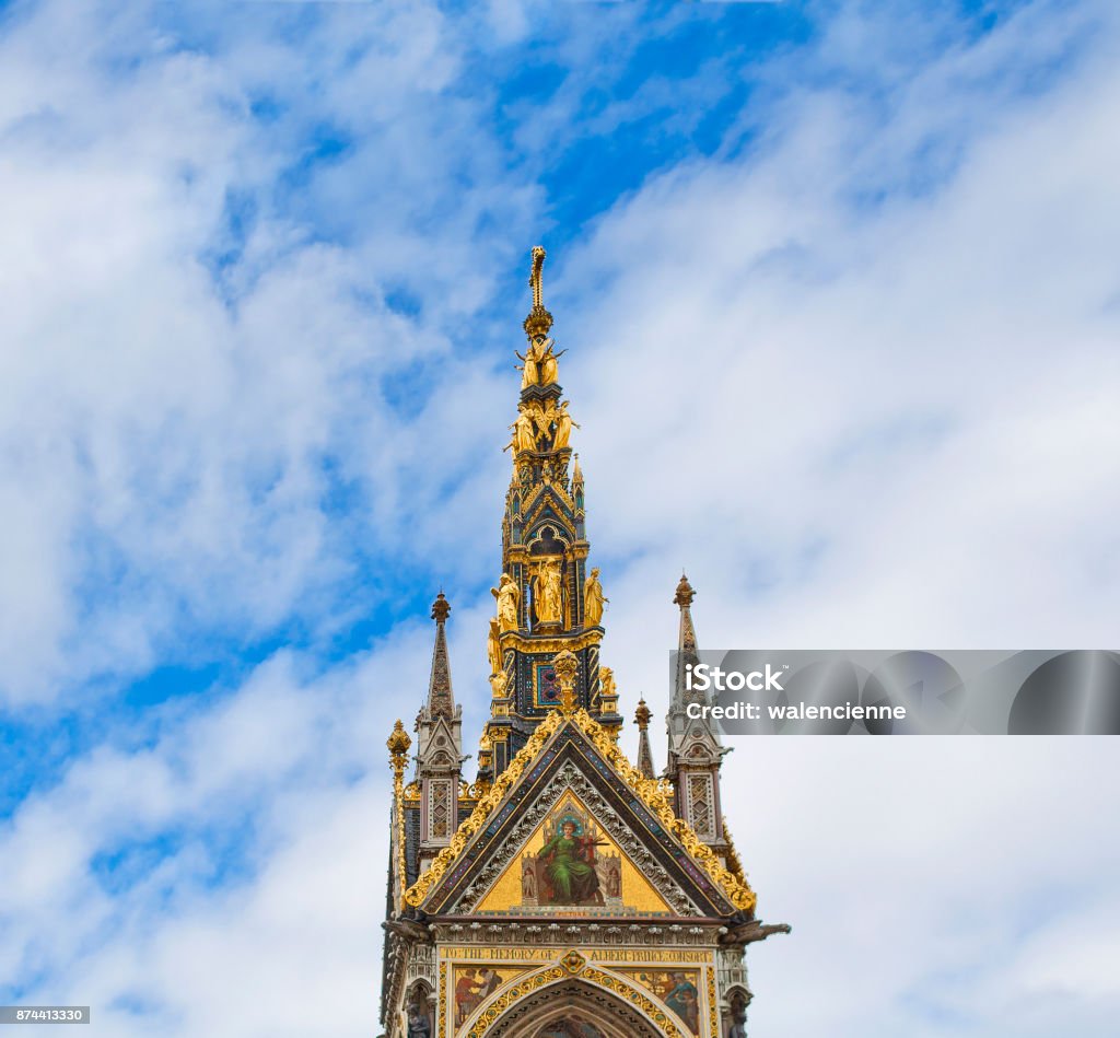 Detail of Albert Memorial in Kensington Gardens in London, United Kingdom Detail of Albert Memorial in Kensington Gardens, which was designed by Sir George Gilbert Scott and opened in 1872 in London, United Kingdom Albert Memorial - Kensington Gardens Stock Photo