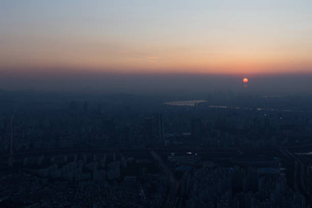Sunset over Seoul City, South Korea.