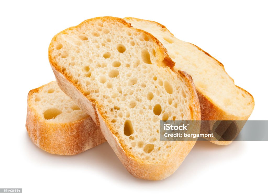 wall sliced baguette bread path isolated Slice of Food Stock Photo