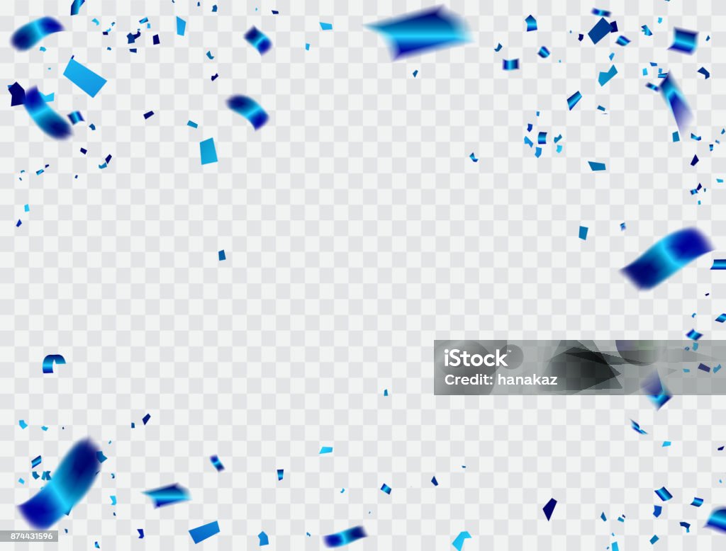 Fond de célébration avec des confettis bleu. Isolé sur fond blanc. Illustration vectorielle, nouvel an - clipart vectoriel de Confetti libre de droits