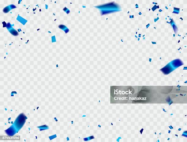 Fond De Célébration Avec Des Confettis Bleu Isolé Sur Fond Blanc Illustration Vectorielle Nouvel An Vecteurs libres de droits et plus d'images vectorielles de Confetti