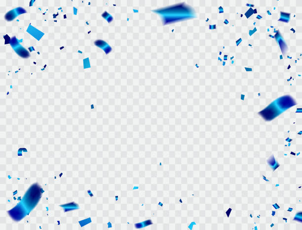tło obchodów z konfetti na niebiesko. odizolowane na białym tle. ilustracja wektorowa, nowy rok - confetti stock illustrations