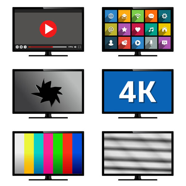 Smart TV set Smart TV set isolated on white background. Vector illustration. smart tv stock illustrations