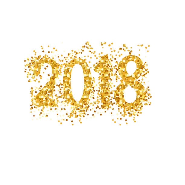 istock Happy New Year 2018 Greeting Card with Gold Numbers. Vector Illustration. Merry Christmas Flyer Design, Brochure Cover, 874449830