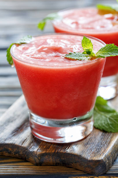 istock Watermelon smoothie and mint leaves. 874450002