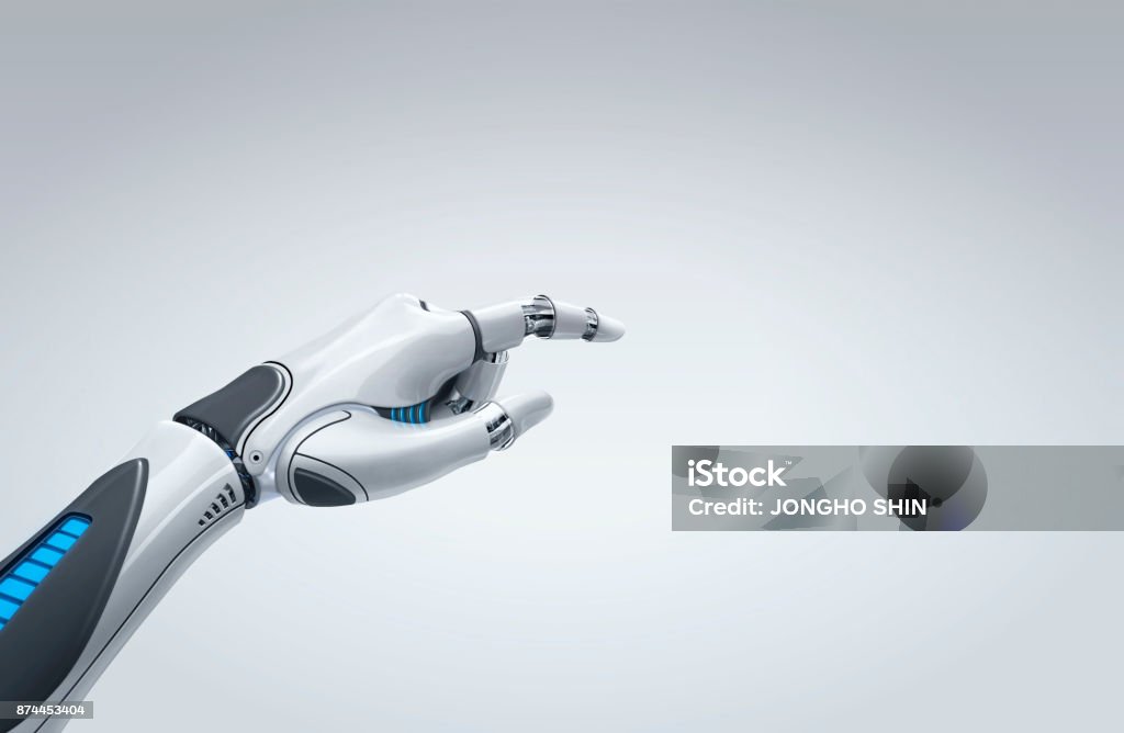 robot hand Humanoid,Robot Arm, Cyborg, Technology, Human Hand Robotic Arm Stock Photo