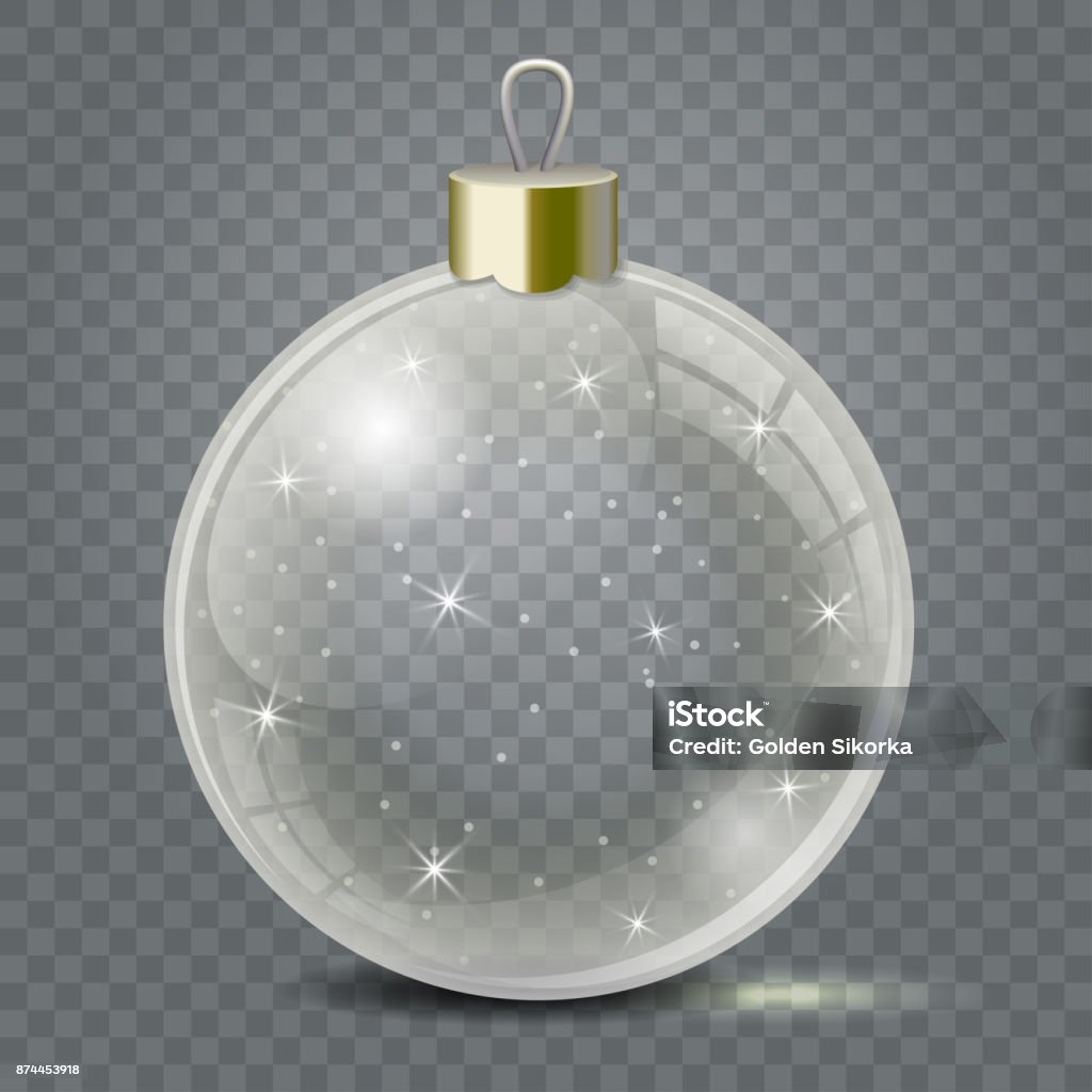 Glass Christmas toy on a transparent background. Stocking Christmas decorations or New Years. Transparent vector object for design, mock-up. Glass Christmas toy on a transparent background. Stocking Christmas decorations or New Years. Transparent vector object for design, mock-up Christmas Ornament stock vector