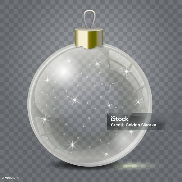 Glass Christmas Toy On A Transparent Background Stocking Christmas Decorations Or New Years Transparent Vector Object For Design Mockup Stock Illustration - Download Image Now