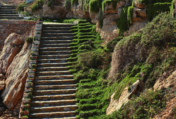 Rocky steps at the Cabo Roig. Costa Blanca. Spain