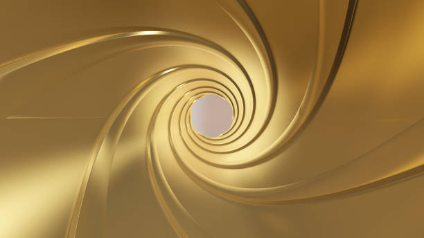 Golden gun barrel,high resolution 3d rendering stock photo