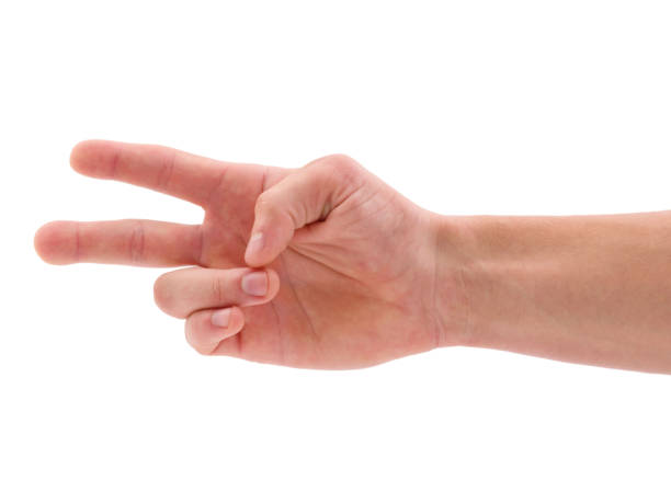 istock Hand shows two fingers on a white isolated background 874460312