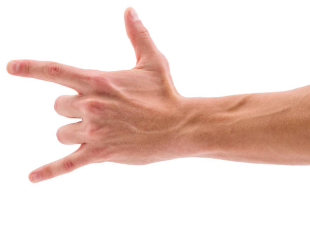 istock Hand shows three fingers on white isolated background 874460672
