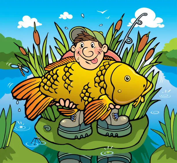 Vector illustration of Big carp