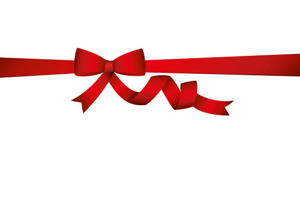 Decorative Red Ribbons With Bow Banner In The Corner Diagonally With Copy  Space Isolated On White Vector For A Holiday Or A Party Stock Illustration  - Download Image Now - iStock