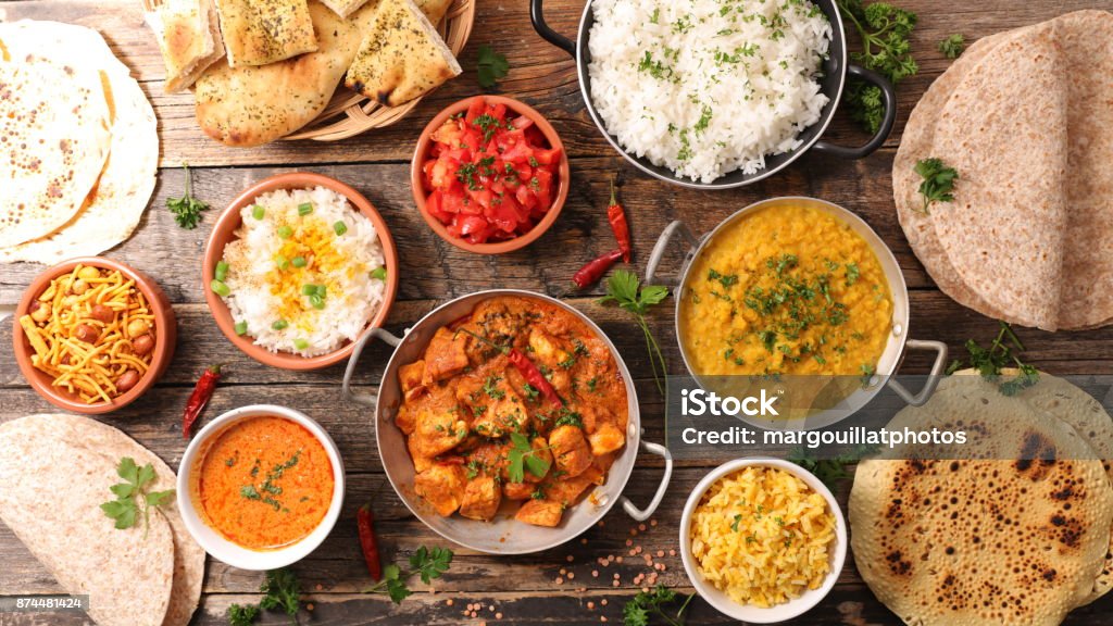 assorted indian food Culture of India Stock Photo