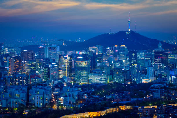 istock Seoul skyline in the night, South Korea. 874481960