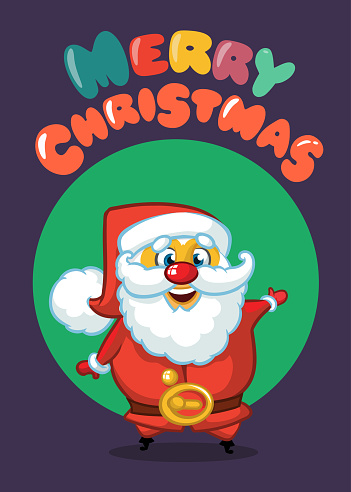 Funny Cartoon Santa Claus Greeting Card Poster Or Invitation Vector  Christmas Illustration Design For Print Stock Illustration - Download Image  Now - iStock