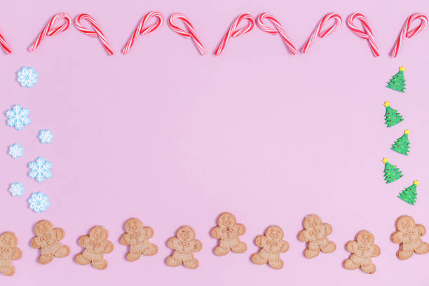 istock Christmas sweet treats pattern background. Flat lay holiday concept 874492818